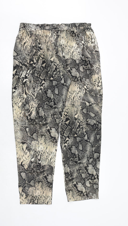 ELVI Womens Brown Animal Print Polyester Carpenter Trousers Size 18 Regular Buckle - Snakeskin Pattern