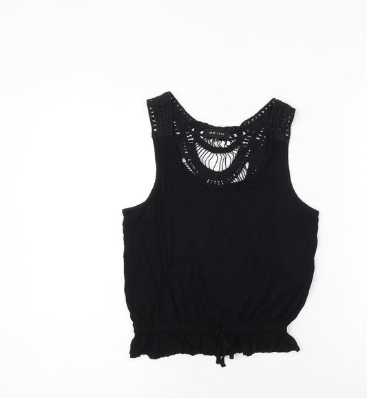 Womens UK Size S New Look Black Basic Tank