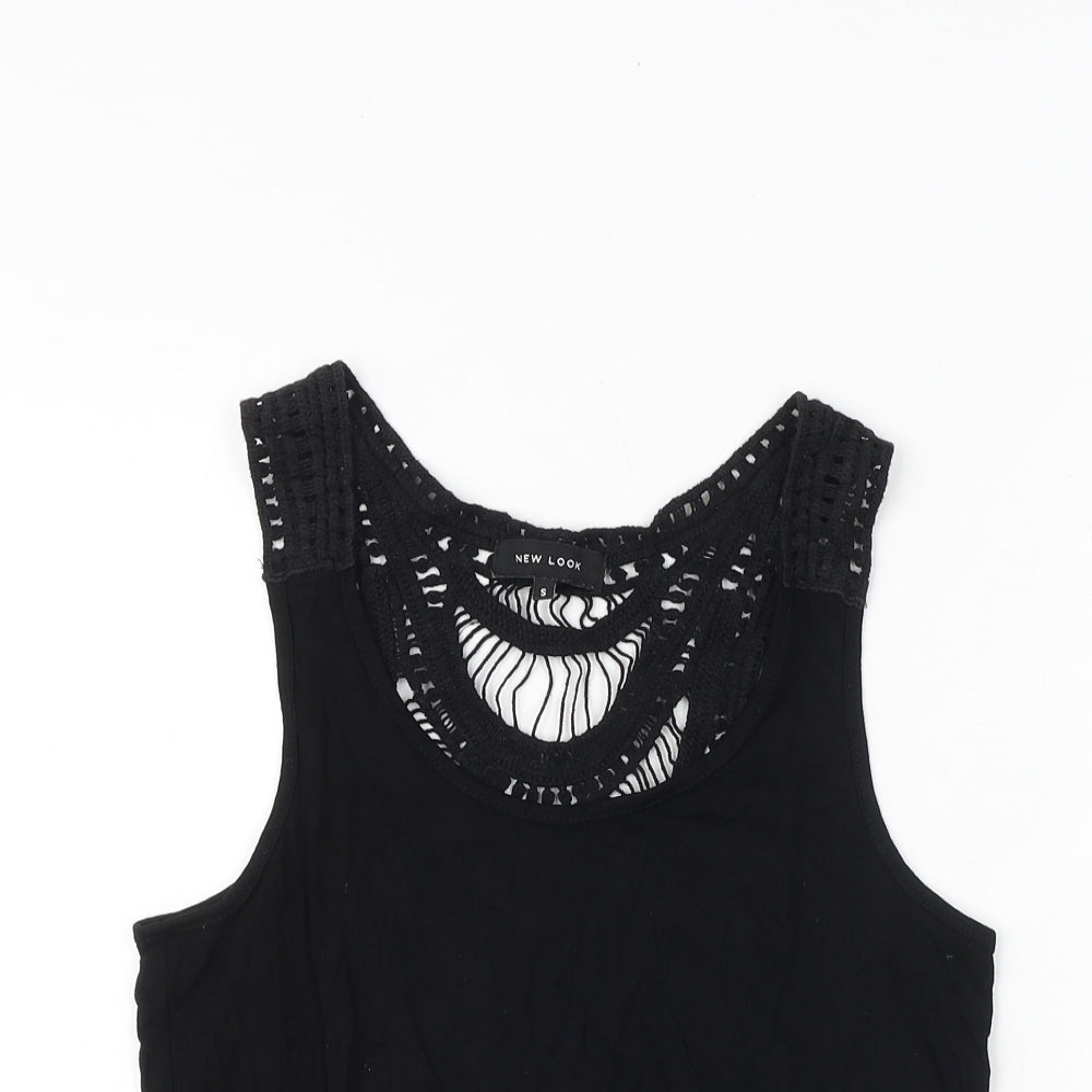 Womens UK Size S New Look Black Basic Tank