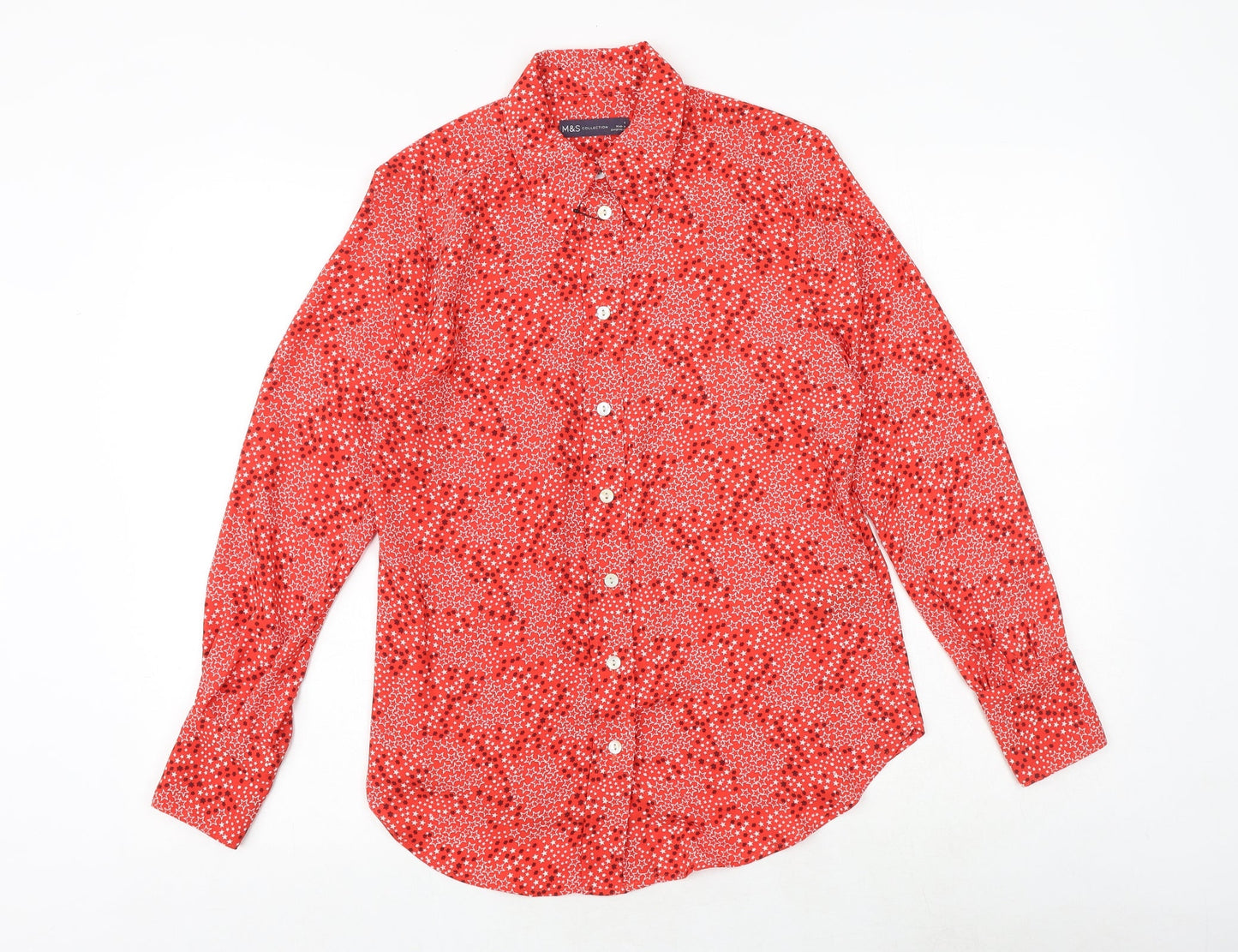 Womens UK Size 6 Marks and Spencer Red Basic Button-Up