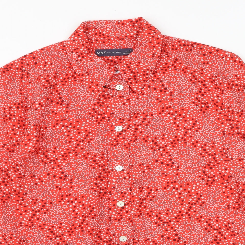 Womens UK Size 6 Marks and Spencer Red Basic Button-Up