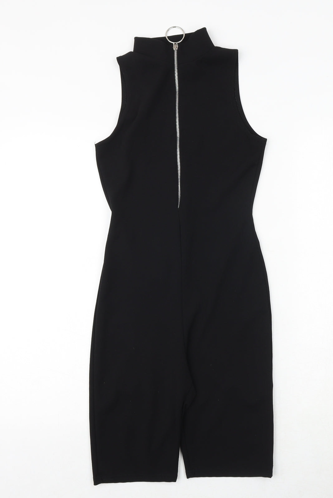 PRETTYLITTLETHING Womens Black Polyester Unitard One-Piece Size 4 Zip