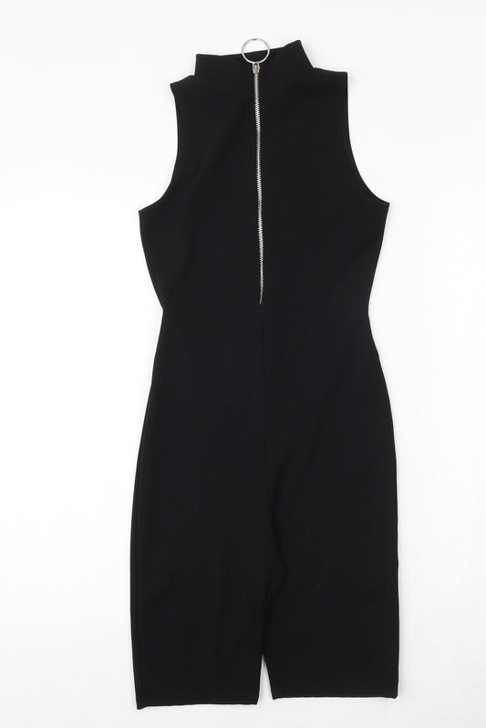 PRETTYLITTLETHING Womens Black Polyester Unitard One-Piece Size 4 Zip