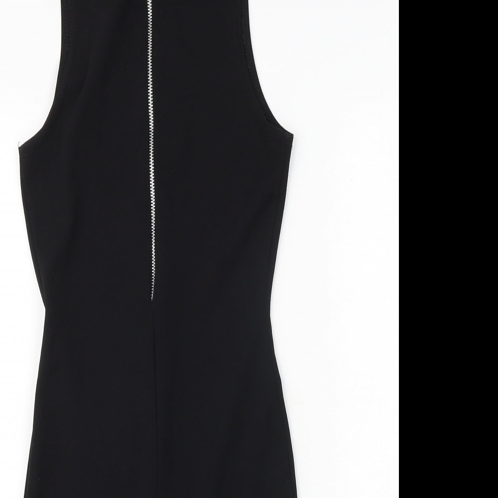 PRETTYLITTLETHING Womens Black Polyester Unitard One-Piece Size 4 Zip