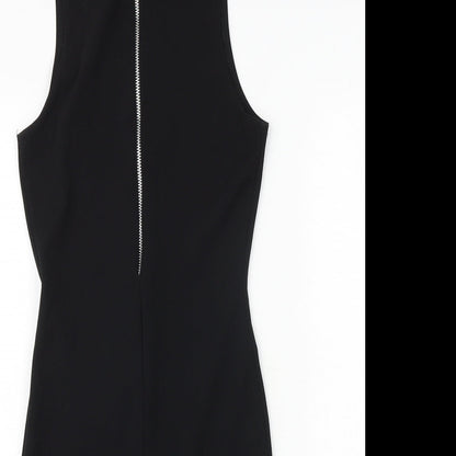 PRETTYLITTLETHING Womens Black Polyester Unitard One-Piece Size 4 Zip