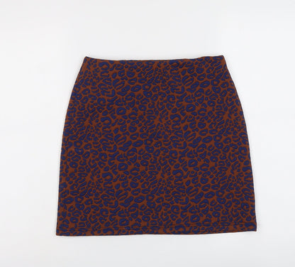 Marks and Spencer Womens Brown Animal Print Polyester Bandage Skirt Size 8 - Leopard Pattern