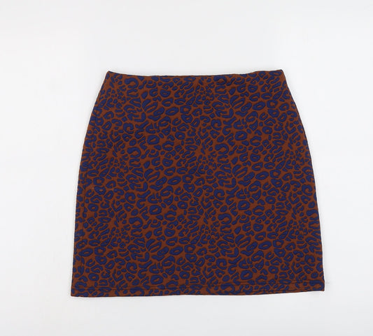 Marks and Spencer Womens Brown Animal Print Polyester Bandage Skirt Size 8 - Leopard Pattern