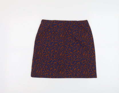 Marks and Spencer Womens Brown Animal Print Polyester Bandage Skirt Size 8 - Leopard Pattern