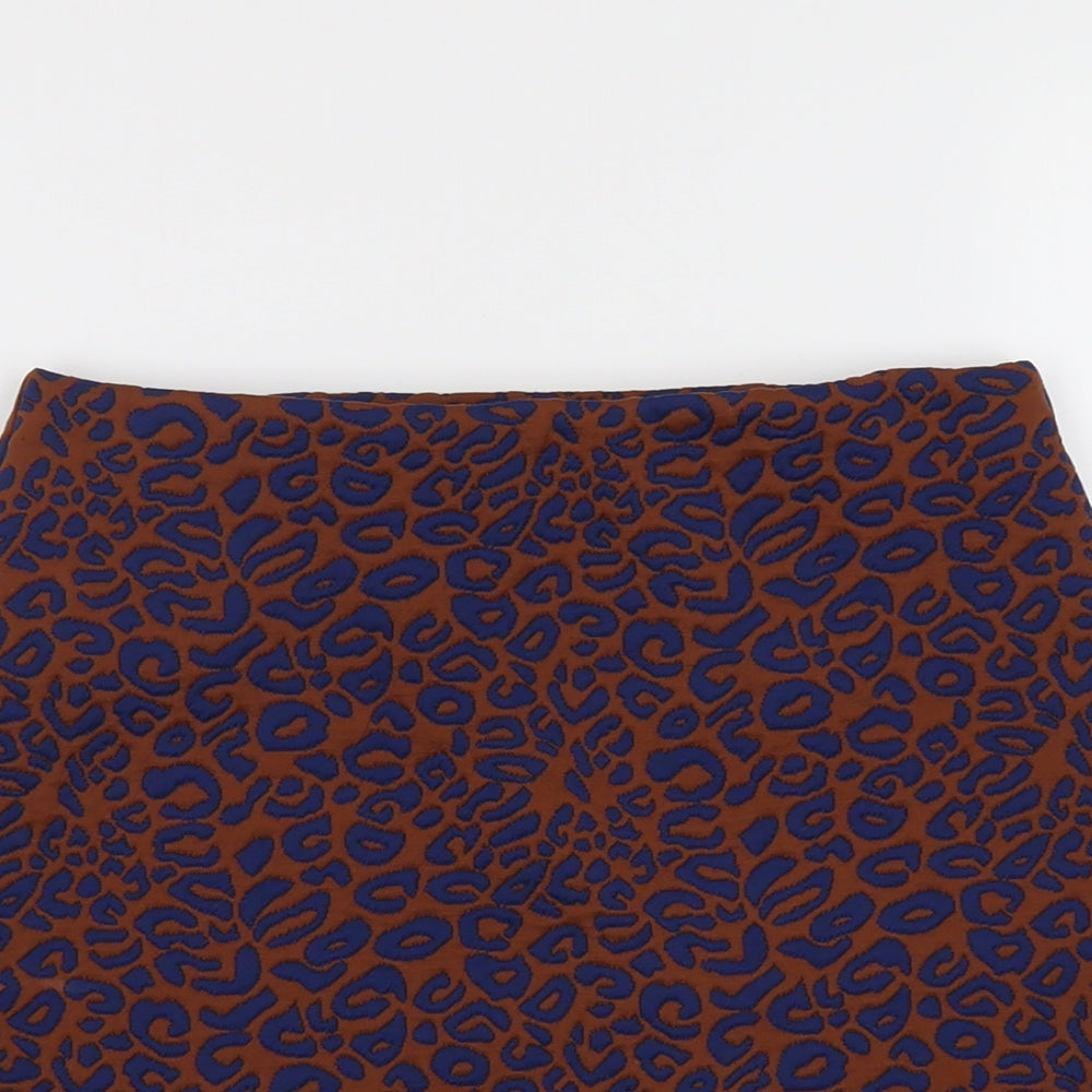 Marks and Spencer Womens Brown Animal Print Polyester Bandage Skirt Size 8 - Leopard Pattern