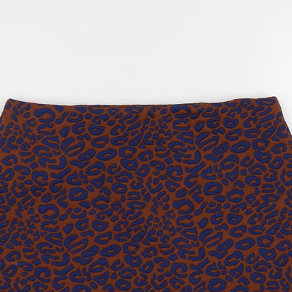 Marks and Spencer Womens Brown Animal Print Polyester Bandage Skirt Size 8 - Leopard Pattern