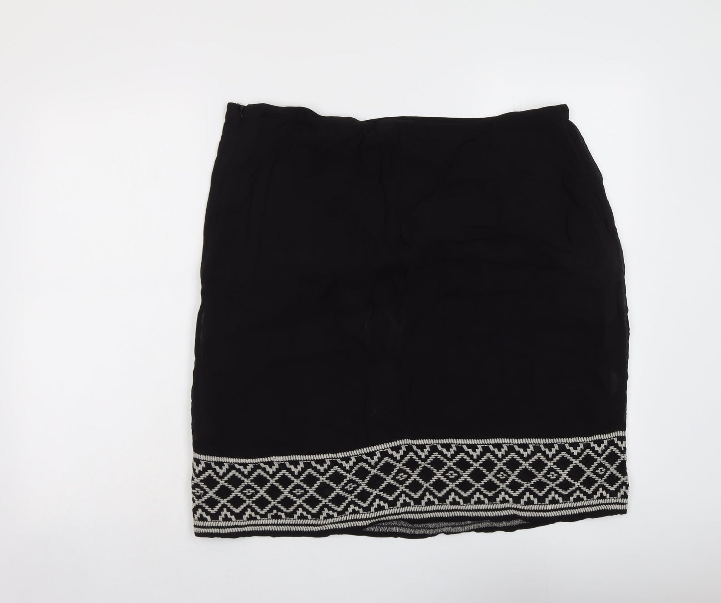 Monsoon Womens Black Geometric Polyester A-Line Skirt Size 8 Zip