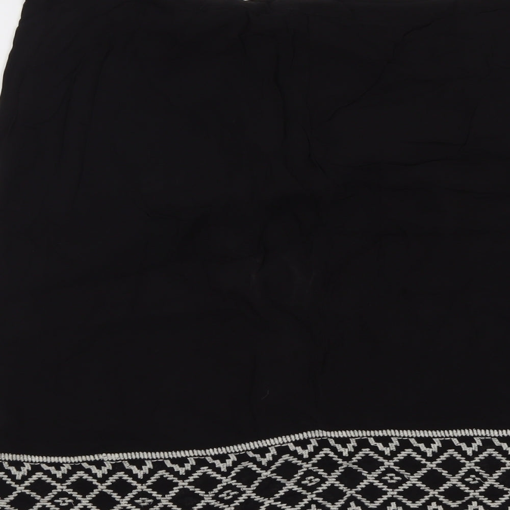 Monsoon Womens Black Geometric Polyester A-Line Skirt Size 8 Zip