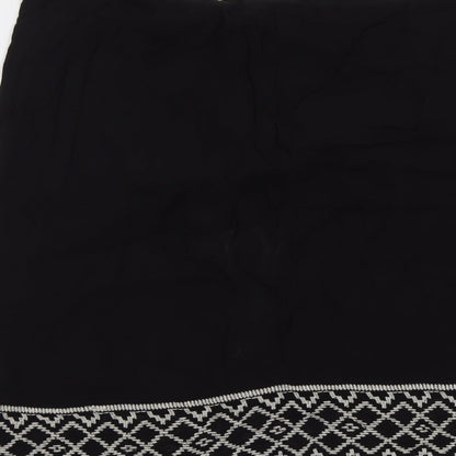 Monsoon Womens Black Geometric Polyester A-Line Skirt Size 8 Zip
