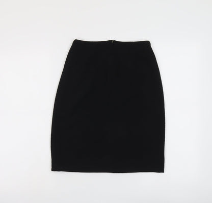 Uttam Boutique Womens Black Polyester A-Line Skirt Size 8 Zip