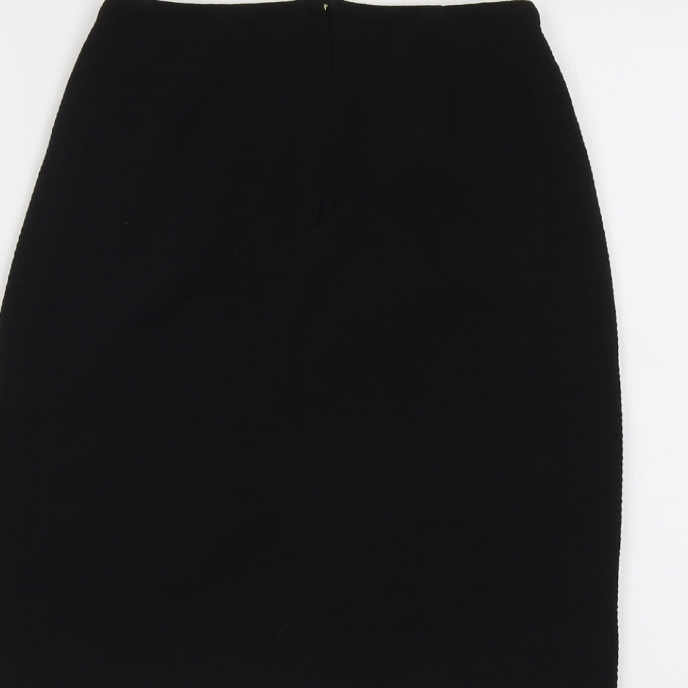 Uttam Boutique Womens Black Polyester A-Line Skirt Size 8 Zip