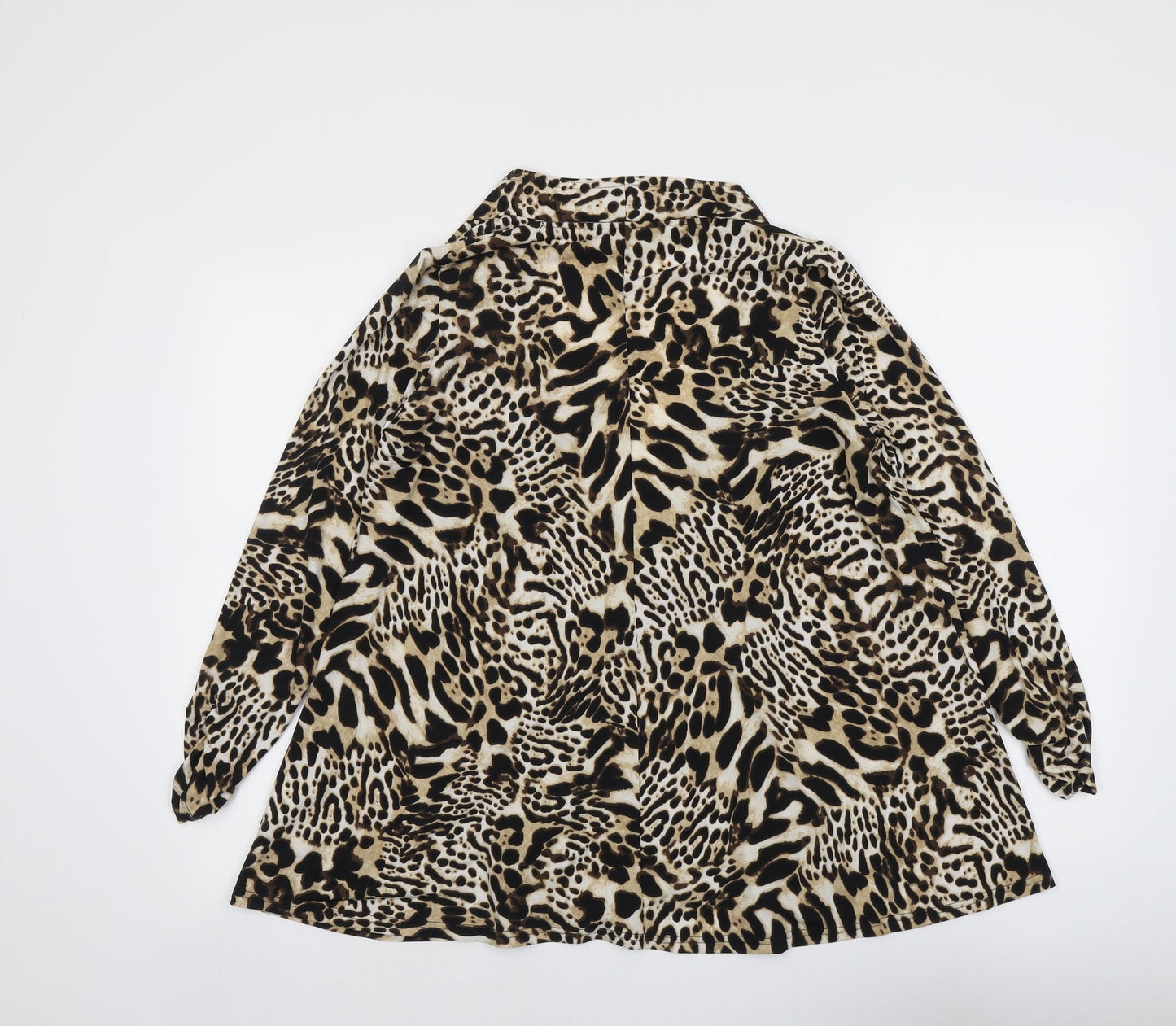 Simon Jeffrey Womens Beige Animal Print Kimono Jacket Size 8 - Leopard Print