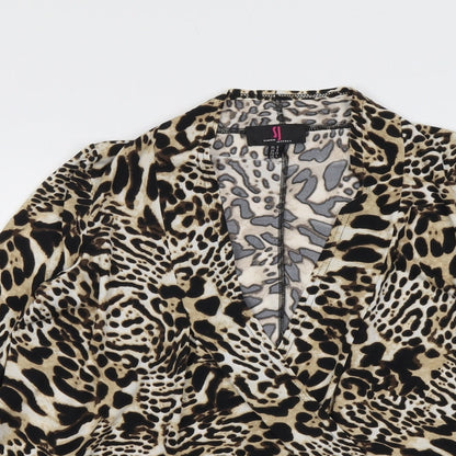 Simon Jeffrey Womens Beige Animal Print Kimono Jacket Size 8 - Leopard Print