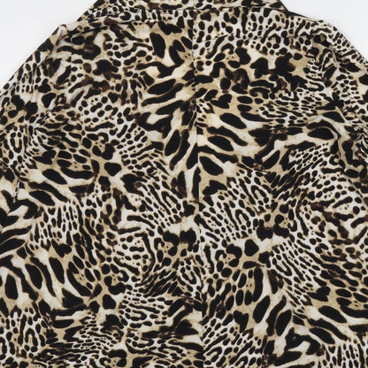Simon Jeffrey Womens Beige Animal Print Kimono Jacket Size 8 - Leopard Print