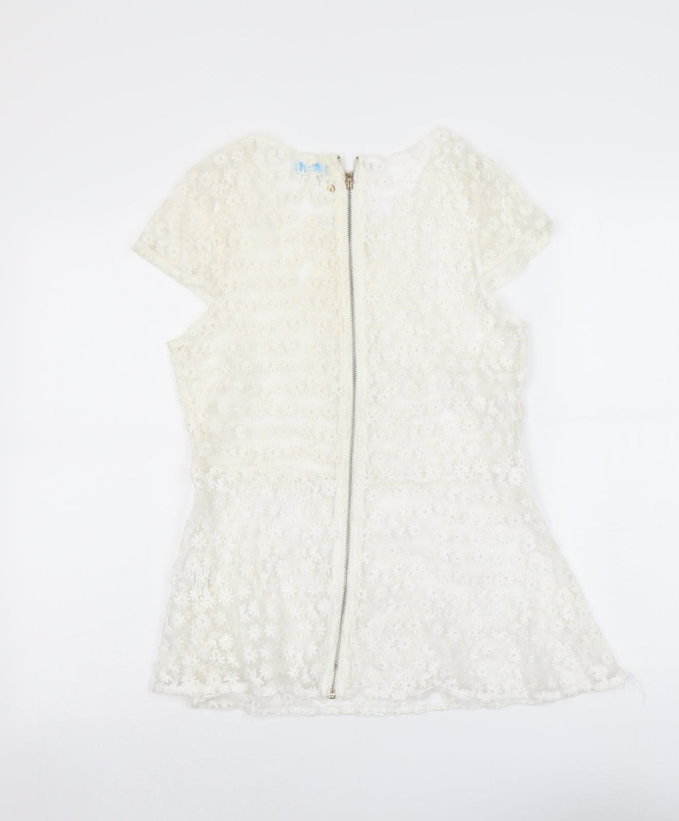 Womens UK Size L Blue Vanilla Ivory Basic Blouse