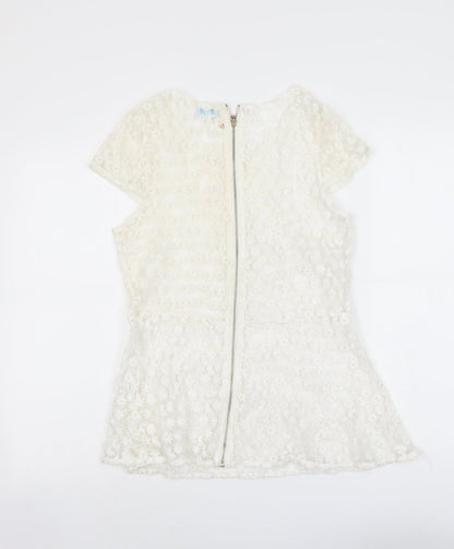 Womens UK Size L Blue Vanilla Ivory Basic Blouse