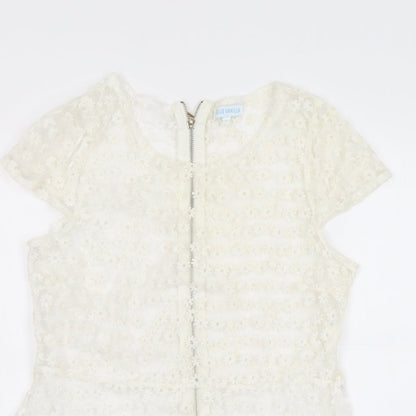 Womens UK Size L Blue Vanilla Ivory Basic Blouse