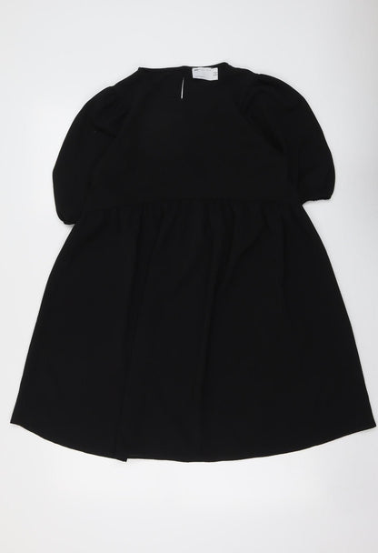 ASOS Womens Black Polyester Trapeze & Swing Size 8 Round Neck Button
