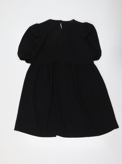 ASOS Womens Black Polyester Trapeze & Swing Size 8 Round Neck Button
