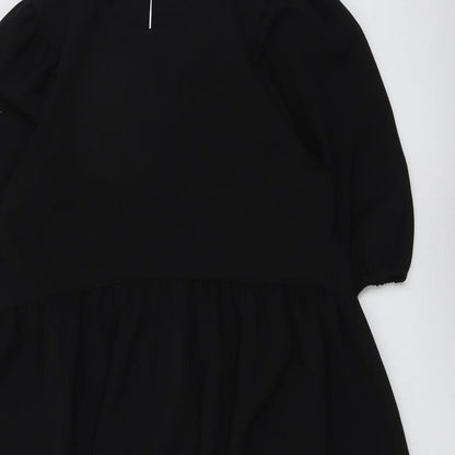 ASOS Womens Black Polyester Trapeze & Swing Size 8 Round Neck Button
