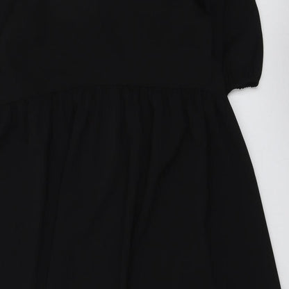 ASOS Womens Black Polyester Trapeze & Swing Size 8 Round Neck Button