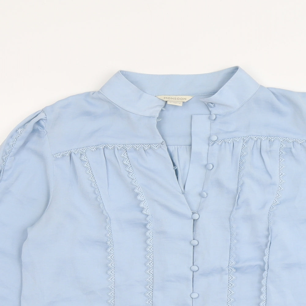 Womens UK Size 8 Monsoon Blue Basic Button-Up