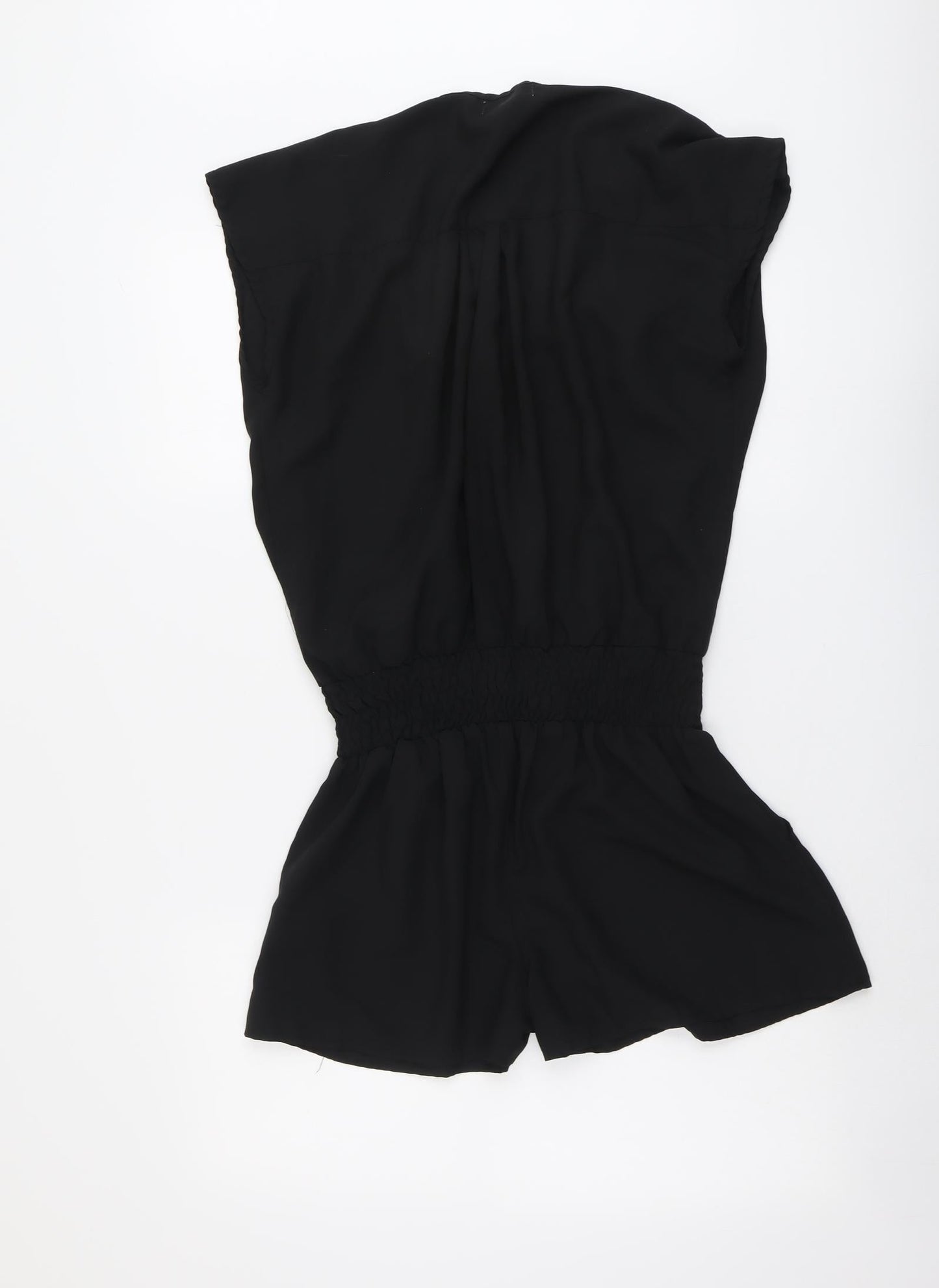 Lolita Lola Womens Black Polyester Playsuit One-Piece Size M Pullover - Wrap Front Detail