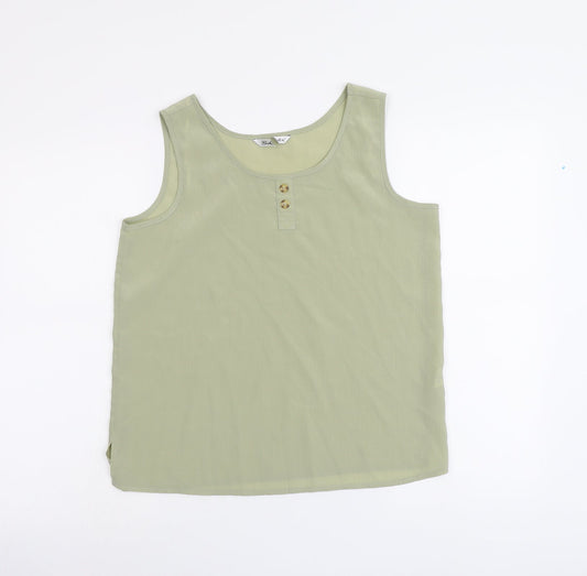 Berkertex Womens Green Polyester Basic Tank Size 12 Round Neck