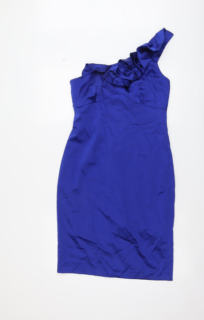 NEXT Womens Beige Polyester Bodycon Size 12 One Shoulder Zip