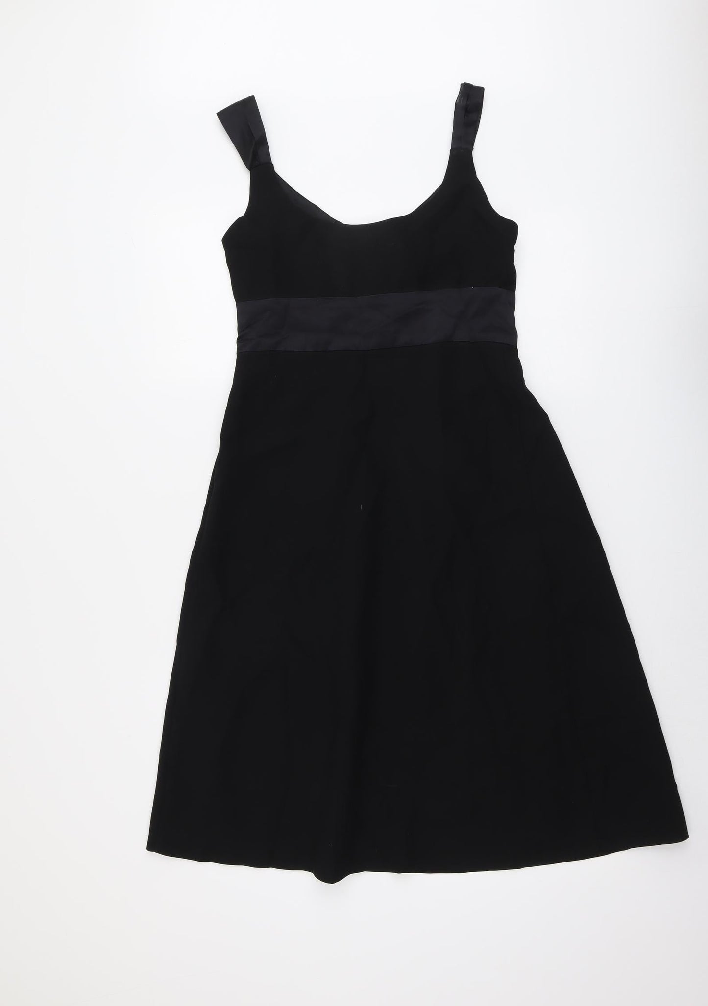 Linea Womens Black Polyester Skater Dress Size 10 Round Neck Zip