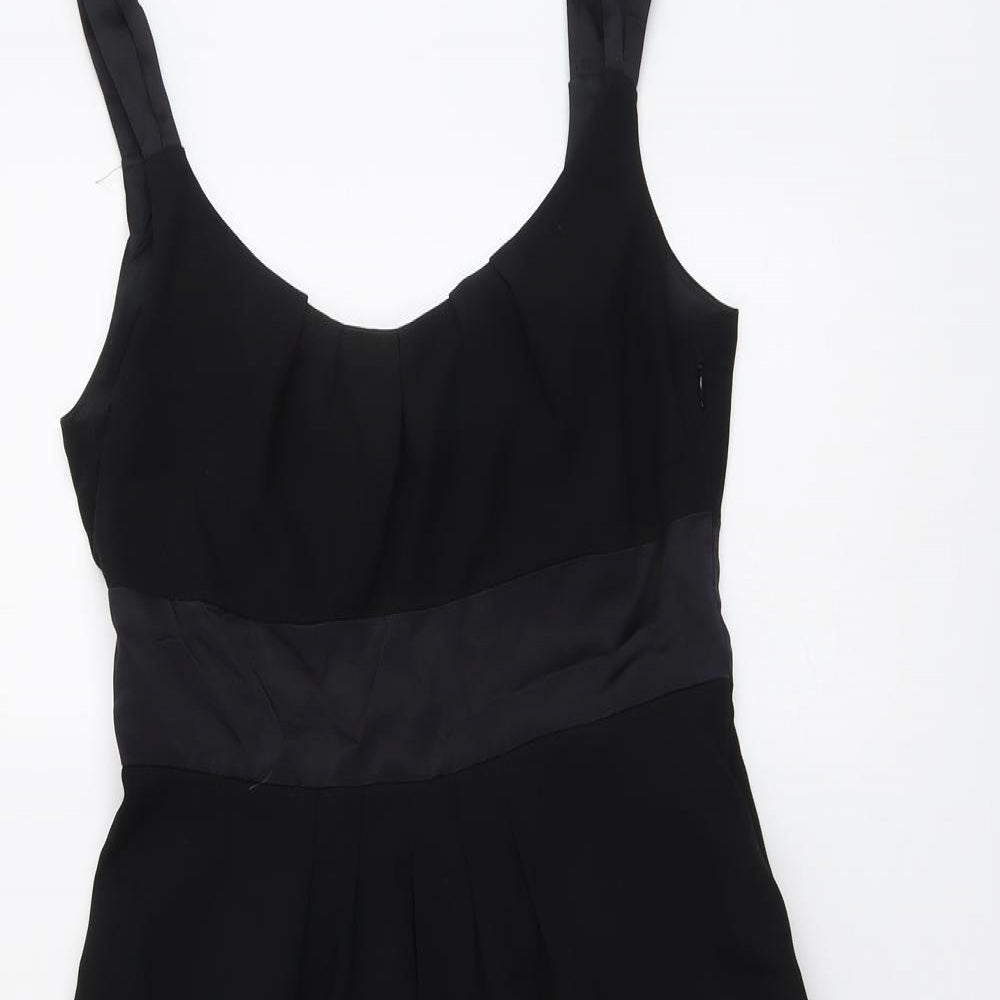 Linea Womens Black Polyester Skater Dress Size 10 Round Neck Zip