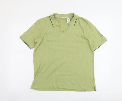 Lizgolf Womens Green Cotton Basic T-Shirt Size M Collared