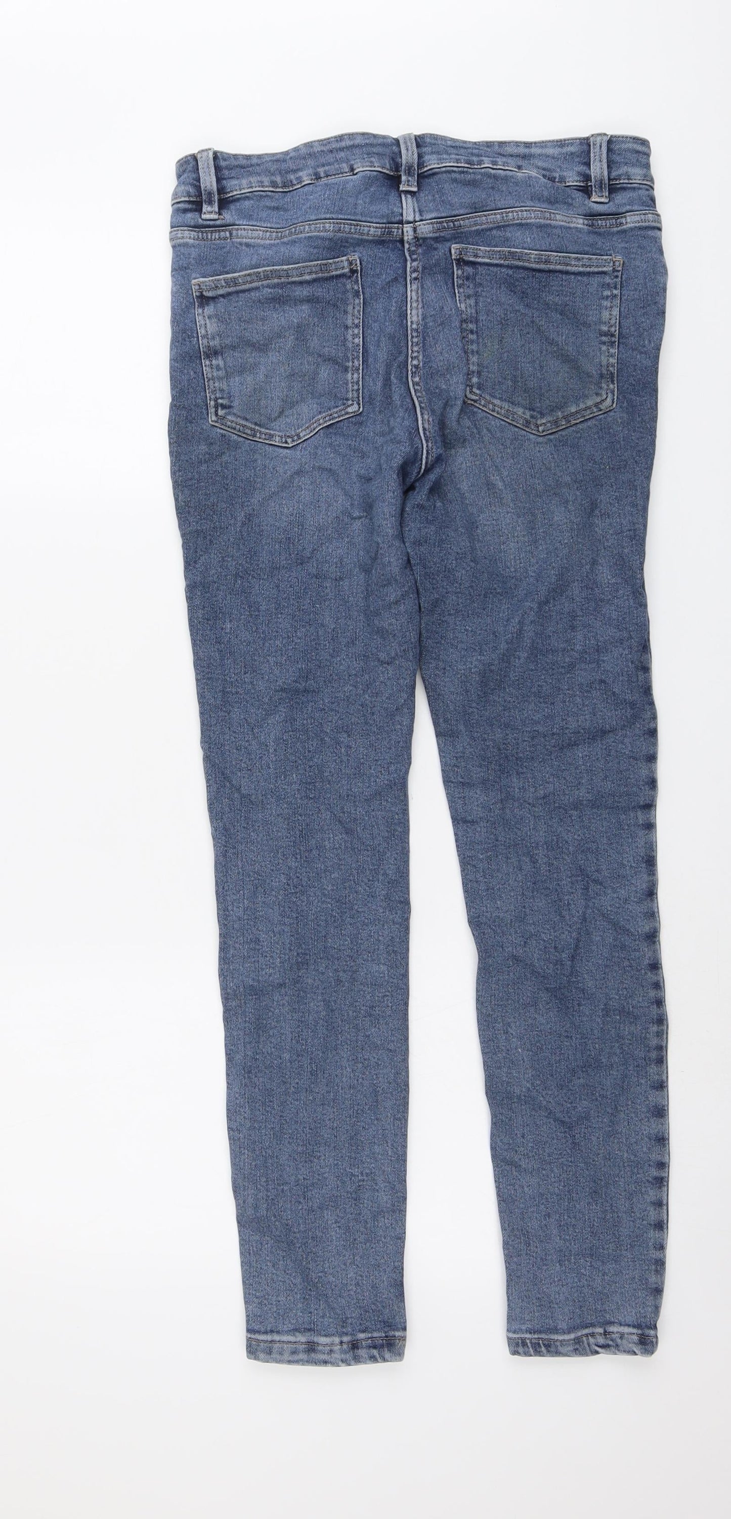 NEXT Womens Blue Cotton Skinny Jeans Size 12 L28 in Regular Button