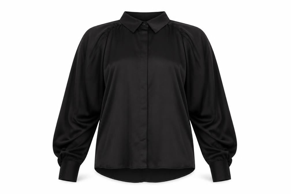 Womens UK Size 10 Boohoo Black Basic Button-Up