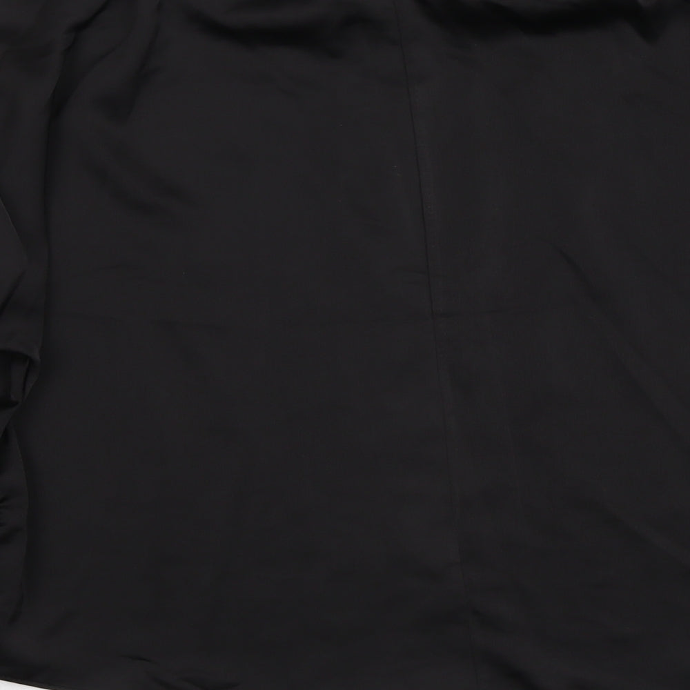 Boohoo Womens Black Polyester Basic Button-Up Size 10 Collared