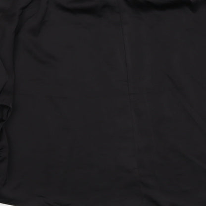 Boohoo Womens Black Polyester Basic Button-Up Size 10 Collared