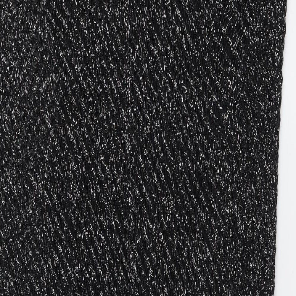 Marks and Spencer Womens Black Geometric Cotton A-Line Size S Round Neck Pullover