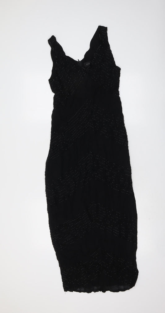 Linea Womens Black Viscose Shift Size 10 V-Neck Zip