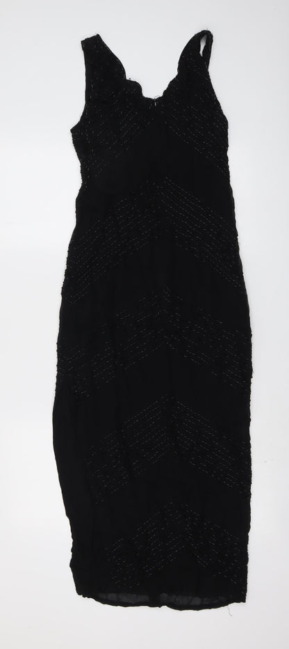 Linea Womens Black Viscose Shift Size 10 V-Neck Zip