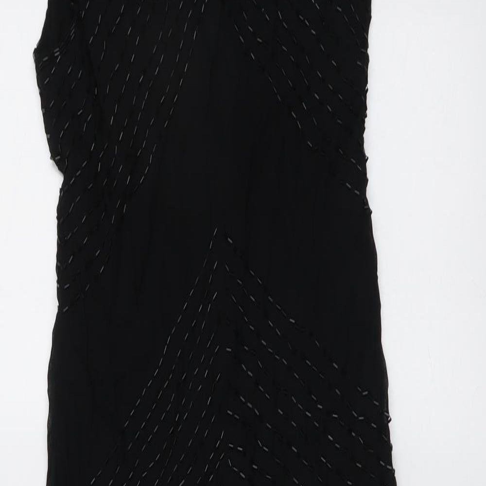 Linea Womens Black Viscose Shift Size 10 V-Neck Zip