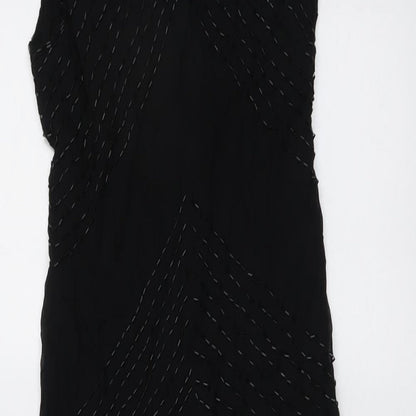 Linea Womens Black Viscose Shift Size 10 V-Neck Zip