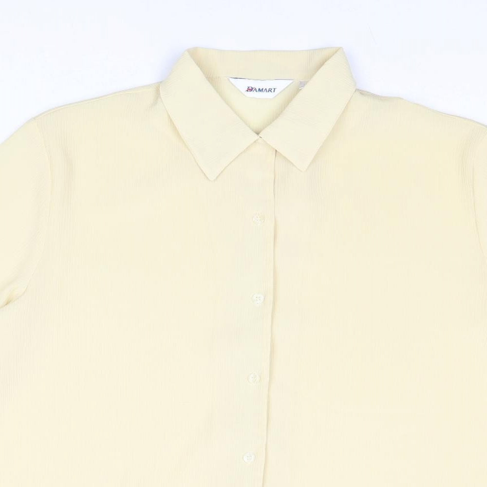 Womens UK Size 16 Damart Yellow Basic Button-Up