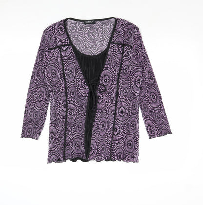Sonic Collection Womens Purple Geometric Polyester Basic Blouse Size S Scoop Neck - Size S-M