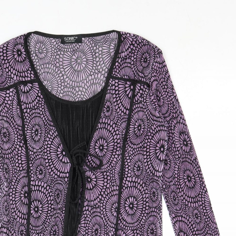 Sonic Collection Womens Purple Geometric Polyester Basic Blouse Size S Scoop Neck - Size S-M