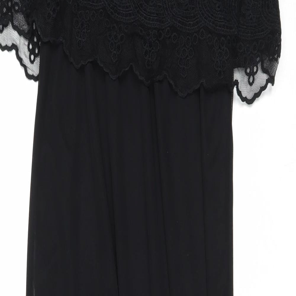 Miss Selfridge Womens Black Polyester Maxi Size 10 Round Neck Pullover