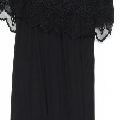 Miss Selfridge Womens Black Polyester Maxi Size 10 Round Neck Pullover